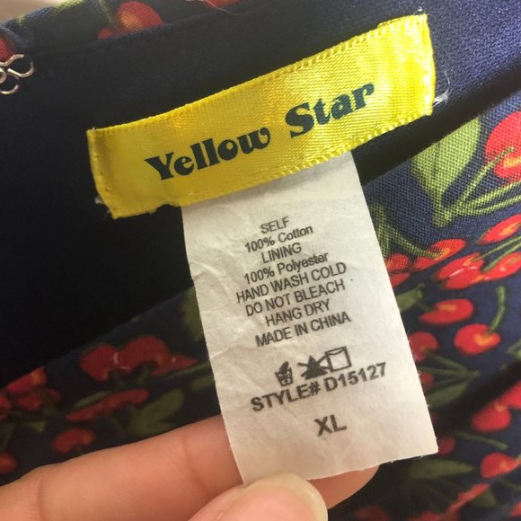 Yellow Star - Pinup Girl Dress, Navy w/Cherries - Picture 6 of 6